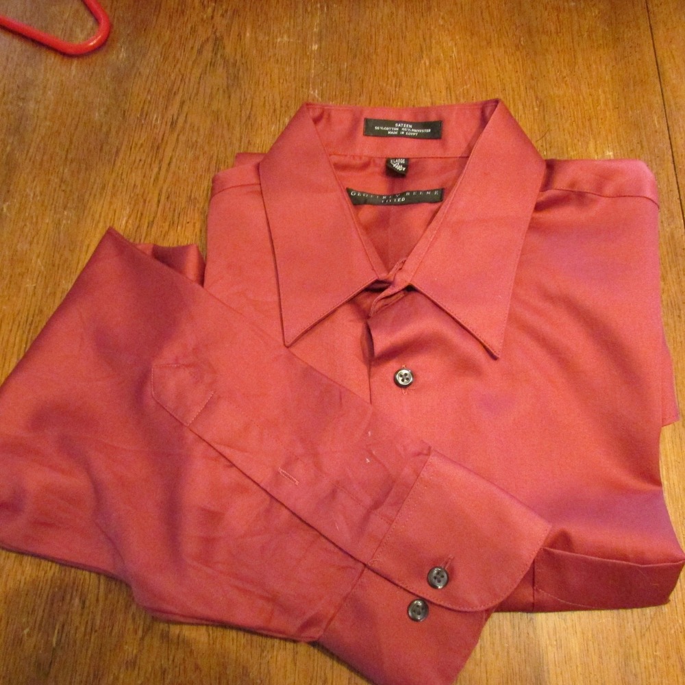 Geoffrey Beene Shirt Mens XL 17 34/35 Pink Fitted Dress Long Sleeve Button Front - Picture 9 of 9